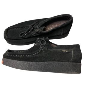 Vtg 90's Y2K Esprit Suede Loafer Black Platform Square Toe Sz 6.5 Retro Grunge